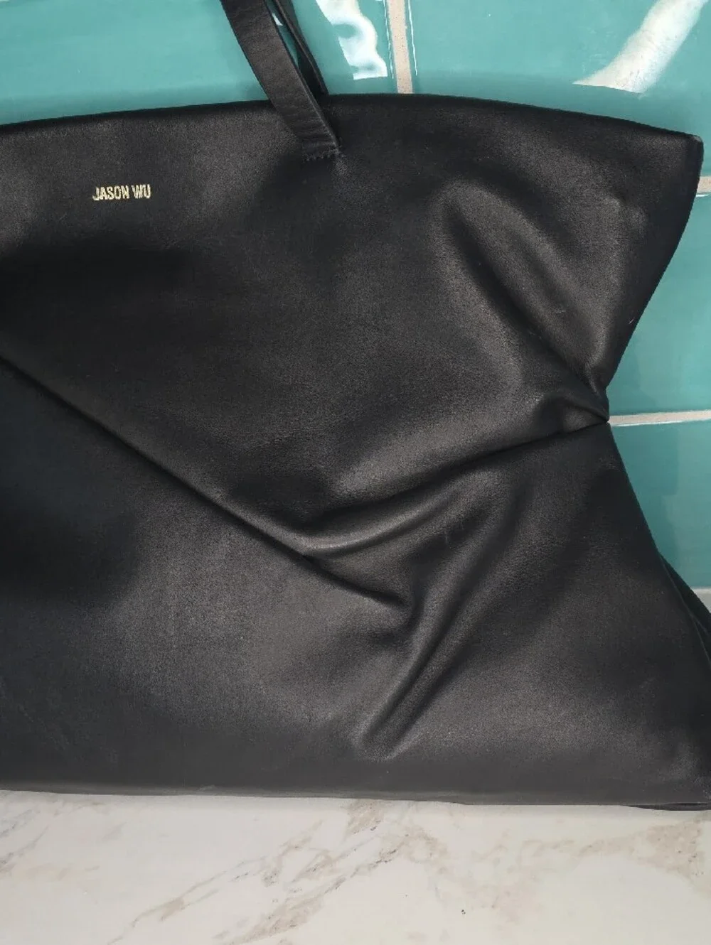 Jason Wu Lyla Ruched Black Leather Tote